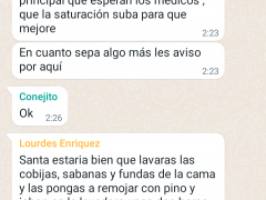 Captura de pantalla de mensaje del grupo de WhatsApp “Hospital Kike”: diagnóstico del paciente en el momento de su hospitalización. Imagen: Nordi Verónica del Rocío Enríquez Flores.