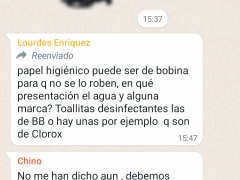 Captura de pantalla de mensaje del grupo de WhatsApp “Hospital Kike”. Imagen: Nordi Verónica del Rocío Enríquez Flores.
