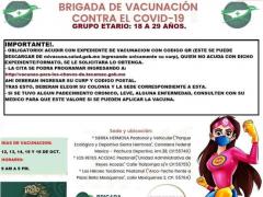 Brigada de vacunación contra el COVID-19. Grupo etario: 18 a 29 años. Facebook Servidores de la Nación Tecámac.