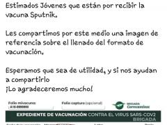 Publicación de página de Facebook Delegación Estatal de Programas para el Desarrollo en el Estado de México” que muestra el comprobante de vacunación de la marca Sputnik V.