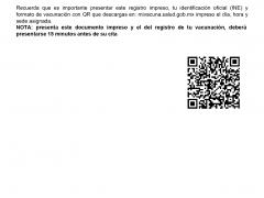 Formato de cita para vacunación Tecámac con código QR.