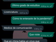 Captura de pantalla de la conversación en WhatsApp con la entrevistada.