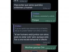 Toma de captura de pantalla de un momento de la conversación en WhatsApp con el entrevistado.