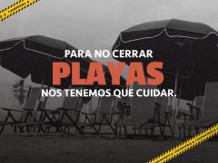 Cartel invita a la población a seguir las medidas sanitarias en las playas. Facebook Gobierno de Ensenada.
