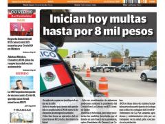 Portada del periódico TRIBUNA con "cero tolerancia", destacando la multa por salir a la calle sin justificación.