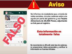 Infografía sobre supuesto mensaje de ayuda por parte del gobierno. 