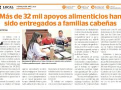 Nota respeto al trabajo conjunto de la sociedad (a través de la ACBCS) y el gobierno para proveer apoyo a los más necesitados.