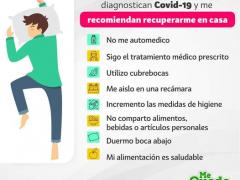 Infografía Si en mi institución de salud me diagnosticaron COVID-19 y me recomiendan recuperarme en casa. Facebook Gobierno Colima.
