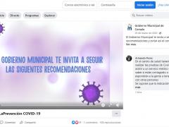 Publicación de Comala que invita a seguir las recomendaciones sanitarias para evitar el contagio de COVID-19. Facebook Gobierno Municipal de Comala.