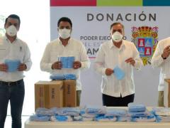 Gobernador del Estado de Campeche, Carlos M. Aysa G. ante donación de cubrebocas por OXXO