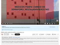 Publicación de Alerta Chiapas sobre médicos piden cambio de semáforo, restauranteros no.