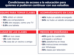 Gráfica: Condiciones de acceso a la educación para quienes sí pudieron continuar con sus estudios. Mexicanos contra la Corrupción.