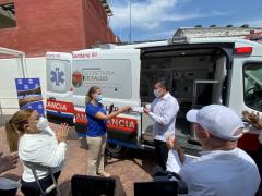 Kristin Riis Halvorsen, entrega llave de la ambulancia al gobernador de Chipas. Fotografía: ACNUR Pierre-Marc René.
