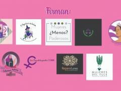 Plantilla con logos de los colectivos sumados a la manifestación virtual. Facebook Asteria Agrupación Feminista.