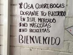Cartel "Por seguridad de todos", Mercado Independencia de la Ciudad de México. Fotografía: Camila Danae Arana Flores.