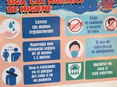 Cartel "Siga las normas de higiene", taquería El Gran Pez. Fotografía: Camila Danae Arana Flores.