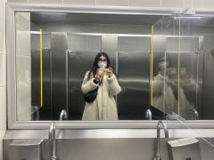 Fotografía en sanitarios donde se muestran las barras protectoras de acrílico, Cotsco.