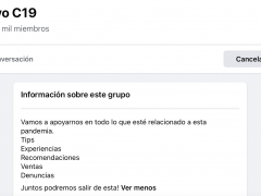 Página del grupo de Facebook "Red de apoyo COVID-19".