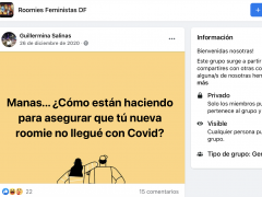 Publicación sobre cuidado en tiempos de COVID-19. Imagen: Facebook Roomies Feministas DF.