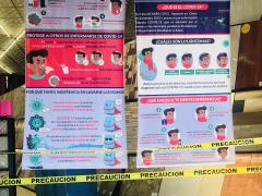 Infografías Prevención COVID-19 ¿Cómo se propaga el COVID-19? y Prevención COVID-19 ¿Qué es el coranuvirus?, Azulemex, División del Norte, CdMx. Fotografía: Juan Daniel Álvarez Hernández.