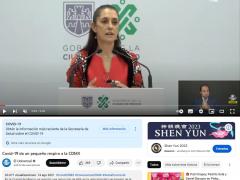 Publicación de video en sobre disminución de COVID-19 en la CDMX. Canal de YouTube El Universal.
