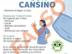 Infografía Si te vacunan con Cansino. FALSO.