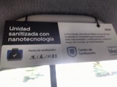Servicio de taxi Uber sanitizado con nanotecnología. Fotografía: Diana Elena Arredondo Linares.