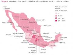 Mapa de participación de niñas, niños y adolescentes con discapacidad. Ilustración Zonadocs.
