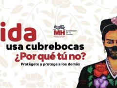 Frida usa cubrebocas ¿Por qué tú no?. Imagen: Alcaldía Miguel Hidalgo.