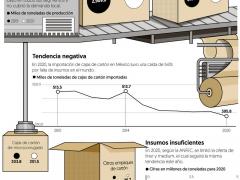 Infografía sobre el desabasto de cartón. Ilustración: Nelly Vega.