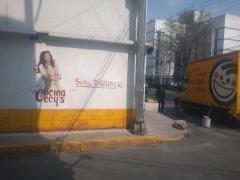 Anuncio Sana distancia, Cocina Cecy´s, Calle Cuauhtémoc esquina Loreto, Copilco El Alto, Coyoacán. Fotografía: Ángel Alberto Blancas Rivera.