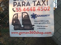 Lona Barreras para taxis, Gaman 360, Prados Coapa, CdMx. Fotografía: Ángel Alberto Blancas Rivera.