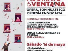 Infografía Asómate a la ventana. Ópera, son huasteco y poesía en voz alta. Alcaldía Miguel Hidalgo.