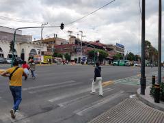 Transeúntes sobre Av. Revolución, San Ángel, alcaldía Álvaro Obregón, Ciudad de México. Fotografía: Ulises Felipe Chávez Valdivino.