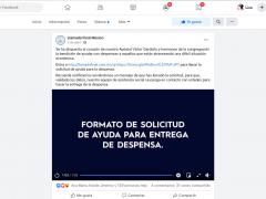Publicación sobre registro de miembros que necesitan despensa en apoyo a su economía. La Iglesia de Cristo Ministerios Llamada Final México
