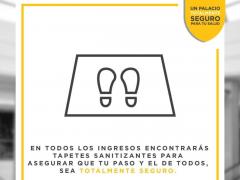 Publicación en Instagram de “El Palacio de Hierro” que da a conocer la sanitización de calzado al ingreso.