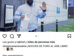 Publicación de la Cineteca Nacional en Instagram da a conocer la programación para el Foro al Aire Libre y las medidas sanitarias para evitar la propagación del SARS-Cov2.