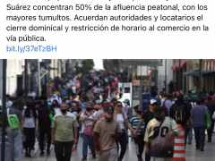 Publicación del periódico "La Jornada" con cifras sobre el aumento de personas en el Centro Historico de la CDMX.