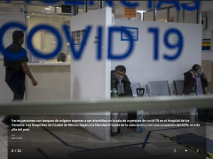 Varias personas con tanques de oxígeno esperan a ser atendidas en la sala de urgencias de covid-19 en el Hospital de los Venados. Los hospitales de Ciudad de México llegan a la Navidad al borde de la saturación y con una ocupación del 83%, la más alta del país. Fotografía de Teresa de Miguel