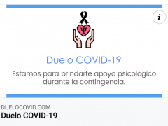 Pantalla de inicio de la página Web Plataforma Duelo COVID.