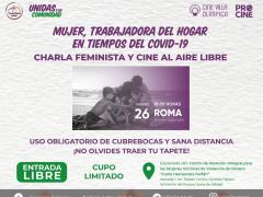 Flyer de los eventos Charla Feminista y Cine al Aire Libre, convocado por Unidas y en Comunidad.