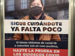 Cartel "Gracias por tu esfuerzo. Sigue cuidándote, ya falta poco", Metro Línea 8, CdMx.