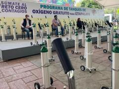 Programa de tanques de oxígeno gratuitos para Iztapalapa. Fotografía: El Universal.