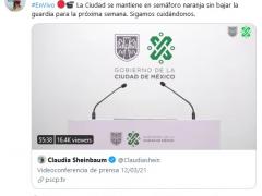 Tweet de la cuenta oficial de la jefa de gobierno, @Claudiashein.