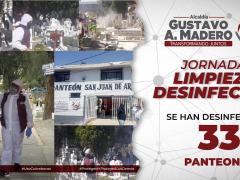 Jornada de limpieza y desinfección de panteones en la G.A.M.
