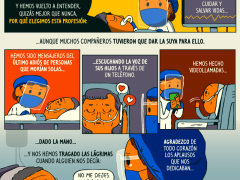 Infografía Hemos dado todo, por Aroa López, enfermera de urgencias en Barcelona, por Pictoline.