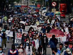 Protesta contra regreso a clases durante la pandemia causada por el coronavirus, CdMx. Fotografía: Haarón Álvarez.