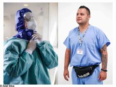Personal médico con equipo de seguridad y con uniforme. Fotografía: Ariel Silva.