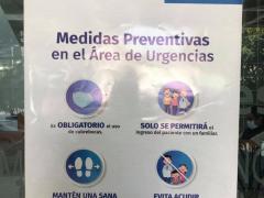 Póster Medidas preventivas en el Área de Urgencias, Hospital Ángeles, Colonia Roma Sur, CdMx. Fotografía: Gloria Elisa Melgarejo García.