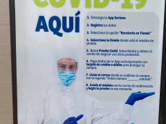 Cartel Hazte la prueba COVID-19 aquí, Mega Soriana, Pilares 541, Del Valle, CdMx. Fotografía: Gloria Elisa Melgarejo García.
